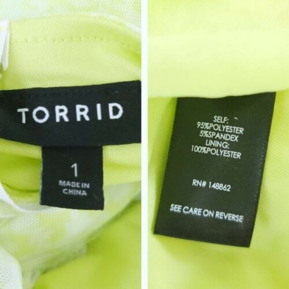 Torrid 1 Womens Yellow Floral Mesh Ruffle Midi Dress Size 1X - Picture 12 of 12
